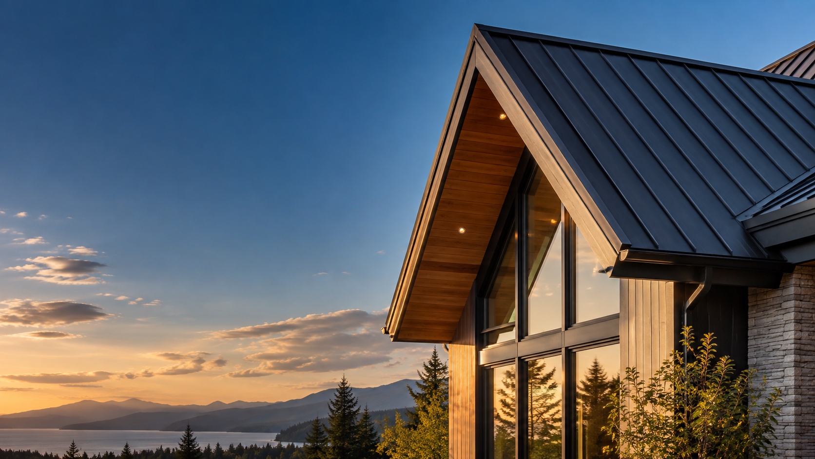 Architectural home and roof photographed for the Northline Roofing design concept