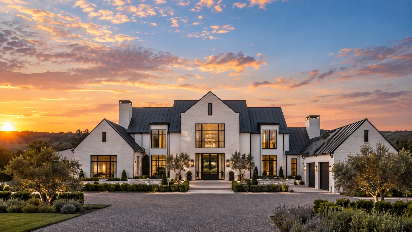 Architectural home and roof photographed for the Summit Ridge Roofing design concept